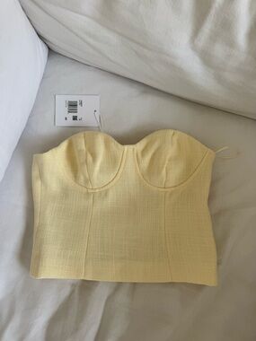 NEW endlessly rose yellow tweed like strapless crop top